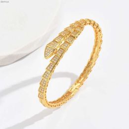 Bangle Poulisa Cubic Zirconia Snake Shaped Fashion Bracelet Copper Bracelet Luxurious Jewellery For women Party and Holiday GiftsL240417