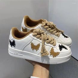 Casual Shoes Fashion Butterfly Patchwork Zapatillas Mujer 2024 Woman Spring Solid White Sneakers Students Streetwear Vulcanised