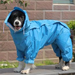 Dog Apparel Patchwork Hooded Pet Raincoats Medium Large Waterproof Jumpsuit Sets PVC Camouflage Reflective Clothes For Puppies