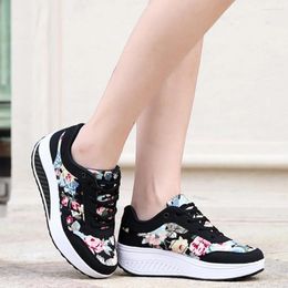 Fitness Shoes 2024 Running Sneakers Women Fashion Print Wedge Platform Woman Casual Sport Mesh Breathable Zapatillas Mujer