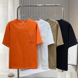 Men'S T-Shirts Mens Designer Tees Shirts High Version Lowe Brand Letter Pattern Casual Clothes Cotton Breathable Of Luxury T-Shirt Q Dhjkg