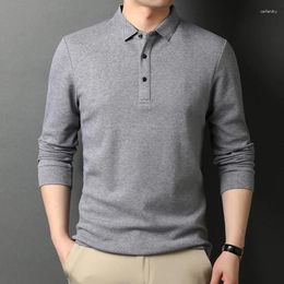 Men's Polos Mens Polo Shirts Casual Business Solid Color Cotton Long Sleeve T Shirt For Men Turn Down Clothing