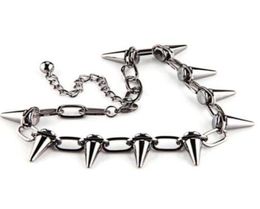 Vintage Silver Spikes Studs Rivets Punk Goth Necklace Pendant Charms Choker Collar Necklace Jewellery Fashion DIY Women Gifts1973761