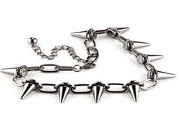 Vintage Silver Spikes Studs Rivets Punk Goth Necklace Pendant Charms Choker Collar Necklace Jewellery Fashion DIY Women Gifts6122346