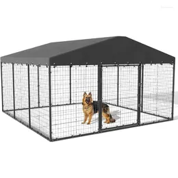 Dog Apparel Kullavik Large Outdoor Kennel Heavy Duty Cage With Roof Galvanised Steel Fence Double Safety Locks