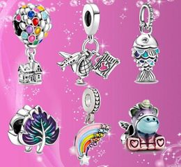 Fits Bracelets 20pcs Silver Leave Unicorn Hot Air Balloon Enamel Dangle Charm Bead Fit Charms Bracelet Beads For 925 Sterling Silver Jewelry Making8808324