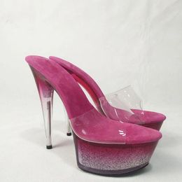 Dance Shoes LAIJIANJINXIA 15CM/6inches PVC Upper Sexy Exotic High Heel Platform Party Women Slippers Pole N132