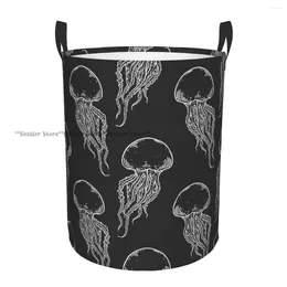 Laundry Bags Basket Hand Drawn Jellyfish Folding Dirty Clothes Toys Storage Bucket Household