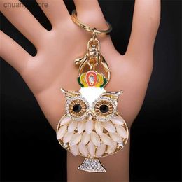 Keychains Lanyards Lucky Crown Owl Keyring Holder Metal Fashion Animal Pendant Keychain for Men Women Charm Trinket Jewellery Gift llavero KXHS01 Y240417