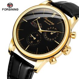 Wristwatches FORSINING Men's Watch Wristwatch Unique Automatic Mechanical Military Skeleton Luxury Genuine Leather