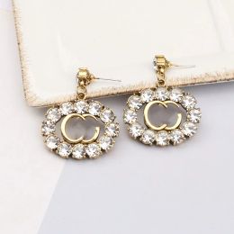 Stud Classic Stud Earrings 18k Glod Plated Luxury 925 Silver Designer Earring Letters Women Jewelry Rhinestones Pearl Valentine Wedding