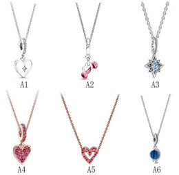 Designer Jewelry 925 Silver Necklace heart Pendant fit P Heartbeat Necklace Set diy Heart Love love Necklaces European Style Charms Bead Murano9623348
