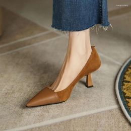 Casual Shoes Selling Fashion Women's 2024 Shallow Mouth High Heels Sexy Pointed Toe Color Block