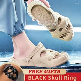 Slippers Skull Design Garden Shoes Men Sandals 2024 Summer Outdoor Fun Novelty Slide Thick Sole Platform Beach Non-slip Women Sandal