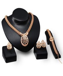 Bridesmaid Jewelry Set Wedding Necklace Gold Chains Bracelet Earrings Indian African Dubai 18k Gold Jewelry Party Jewelry Sets9210870