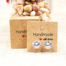 Jewelry Pouches 100PCS DIY White/kraft Paper Handmade Stud Earring Tag Square Shape Small Cute Packing Display Card