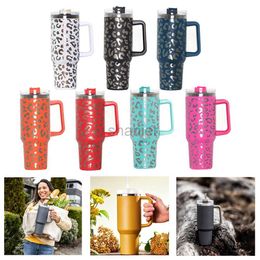 Mugs 1200ml Stainless Steel Coffee Thermos Cup 40 oz Tumbler With Handle Insulated Mug With Straw Lids In-Car Vacuum Flasks Bottle 240417