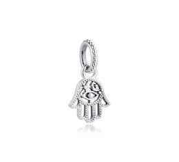 2020 Winter Fits Bracelets Real 925 Sterling Silver Protective Hamsa Hand Dangle Charm Beads for Women Jewellery DIY Making whole27039529625