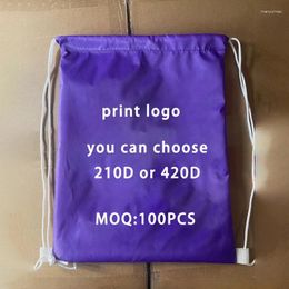 Storage Bags 100pcs Customised Drawstring Backpack Polyester Screen Print Logo Sale Gift