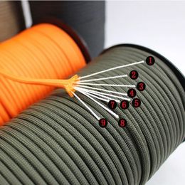 100 m multifunktionellt 9 Core Reflective 550 Paracord Rope 4 mm Camping Survival EDC Outdoor Parachute Cord Lanyard Rescue Rope