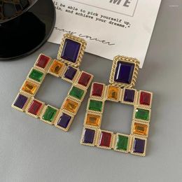 Dangle Earrings ALLYES Fashion Geometric Square Drop For Women Luxury Multicolor Crystal Rhinestones Pendant Earring Party Jewellery