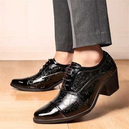 Dress Shoes With Lacing Wide Heel Basketball Heels Elegant Man Black Wedding Sneakers Sports Special Use