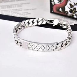 Charm Bracelets designer bracelet bangles mens luxury Jewellery ashion woman 925 Sterling Silver Men039s Rhombus Pattern and Wome2348692
