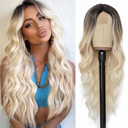 2024.200Dnsibe 613 HD Lace Frontal Wig Human Wigs Brown Raiz ombre loira Virgem brasileira 13x4 Ondas corporais de glue Wave Wigs de fechamento sintético para mulheres