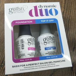 Gelish dynamic duo Base Top Coat Nail Art Soak Off UV LED Gel Nail Polish Gelish 2PcsLot Foundation TopitOff5073589