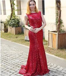 Sparkling Sequined Long Mermaid Evening Dresses 2019 New Jewel Neck Applique Zipper Back Trumpet Prom Formal Gowns4063877