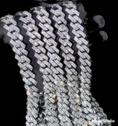 Who 14mm Prong Miami Cuban Link Chain 16Inch 18Inch 20Inch 22Inch 24Inch 26Inch 28Inch 30Inch Iced Out Rhinestone Gold Silver Men 3533963