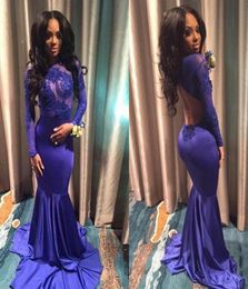 Sexy New Appliques Lace Backless Mermaid Prom Dress Illusion South African Long Graduation Evening Party Gown Custom Made Plus Siz2957946