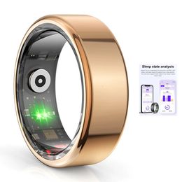 Heart Rate Smart Ring Military Grade Steel Shell Health Monitoring IP68 3ATM Waterproof Multi-sport Modes Ring Smart 240327