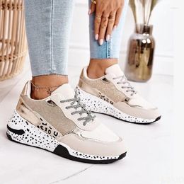 Casual Shoes Women Sneakers 2024 Leopard Print Lace-Up Women's Vulcanize Platform Sports Ladies Breathable Plus