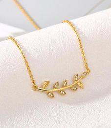 Pendant Necklaces ETCAVCE Crystal Leaf Sweater Chain Necklace Pendants Rose Gold Leaves Choker Gifts Jewellery Fashion For Women Sta3923670