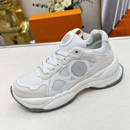 Forrest Gump New Flower Thick Sole Heightened Dad Women's Round Head Breathable Mesh Lace Up Versatile Sports Shoes