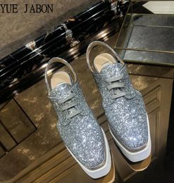 Casual Shoes Sliver Sequined Bling Women Platform Rivet Dec Wedges Height Increasing Female Fashion Design Sneakers