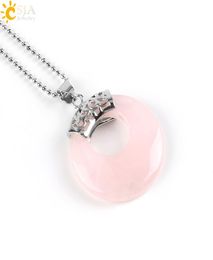 CSJA New Agate Women Necklace Hollow Circle Vintage Pendants Reiki Healing Natural Gem Stone Lapis Lazuli Rose Quartz Girlfriend G6446395