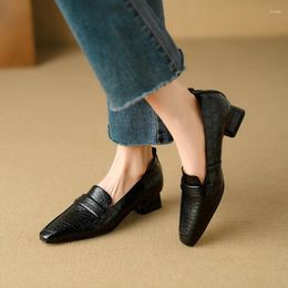 Dress Shoes Genuine Leather Buckle Thick-soled Retro Pointed Toe Lady Footwear Gladiator Rubber Sole
