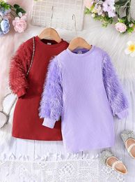 Girl Dresses Baby Girls Clothes Fashion Fluffy Sleeve Dress Long Knit Skirt Kids For Toddler