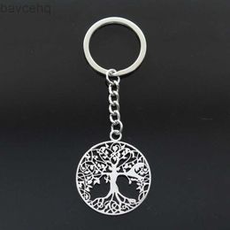 Keychains Lanyards Hot Fashion Peace World Tree 40x35mm Pendant 30mm Key Ring Metal Chain Silver Colour Men Car Gift Souvenirs Keychain Dropshipping d240417