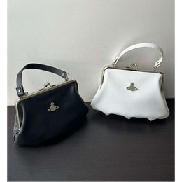 Bags W3 Niche Saturn White Dumpling Lychee Patterned Mouth Gold Versatile Chain, Hand-held Crossbody