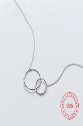 Factory 100 925 Sterling Silver Pendant Necklace Fashion Minimalism Double Circle Ring Fine Jewelry for Female design style1819352