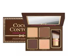 StockingBrand Makeup COCOA Contour Kit Highlighters Palette Nude Color Cosmetics Face Concealer with Contour Buki Brush DHL3602267