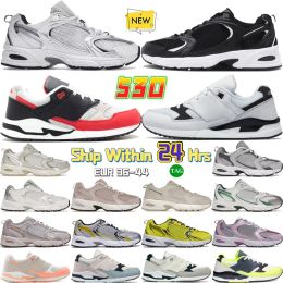 Novo clássico 530 Sapatos de grife de grife branca Prata Angora Ivory Creme preto cinza Munsell Stone Pink Mens M530 Casual Sneakers Womens MR530 Treinadores Esportivos ao ar livre