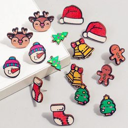 Stud Earrings Funny Christmas Wooden For Women Mini Cute Cartoon Xmas Tree Socks Snowman Hat Jingling Bell Earring Jewellery Gifts