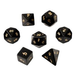 Gemstones Natural Obsidian Polyhedral Loose Gemstones Dice 7pcs Set Dungeons & Dragons Stone Dice Set DND RPG Games Ornaments Spot Goods Who