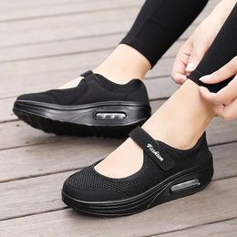 Casual Shoes Sneakers Women Summer Hollow Mesh Breathable 2 Wedge Shallow Mouth Shoe Female Running Loafers Plus Size