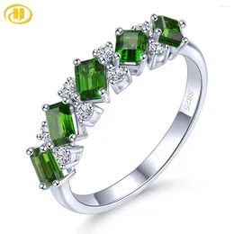 Cluster Rings Natural Diopside Solid Sterling Silver 1.1 S Genuine Green Gemstone Women Fine Jewelrys S925 Daily Style Gifts