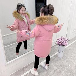 Down Coat Girls Winter Cotton-Padded 2024 Western Style Children's Cotton Clothes Thick